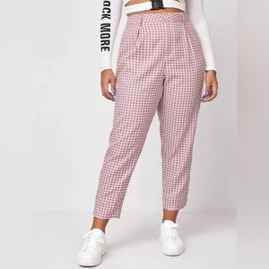 NWOT Gingham Slant Artsy Pocket Pants Pink and White Checkered Sz 1XL(14)